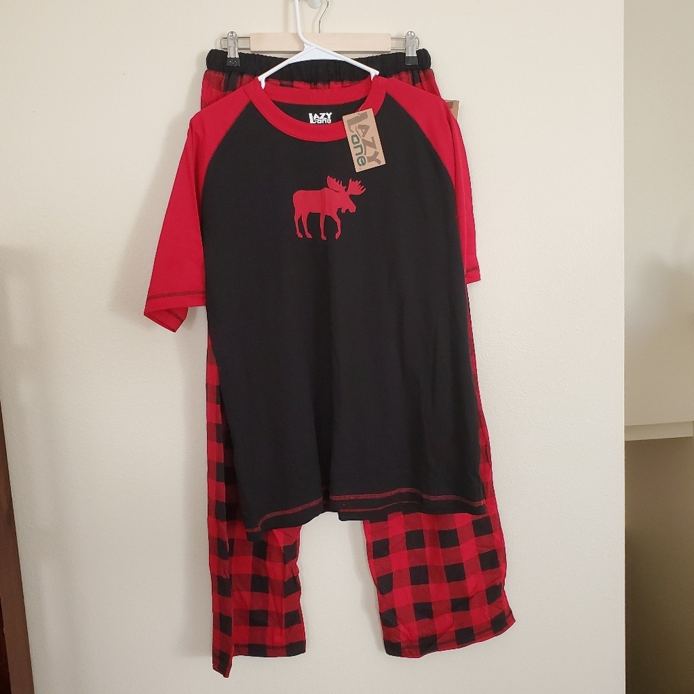 Nwt men's medium christmas checkered pajama set